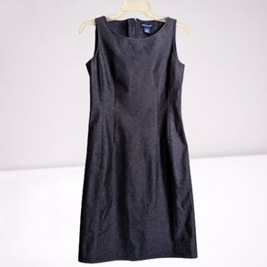 Ann Taylor Dress Gray Chambray Sheath Cotton Minimalist Size 2